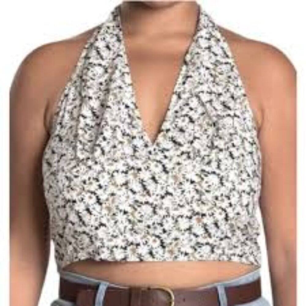 Abound Daisy Floral Halter Top Rayon Cropped Airy NWT Size 4X
